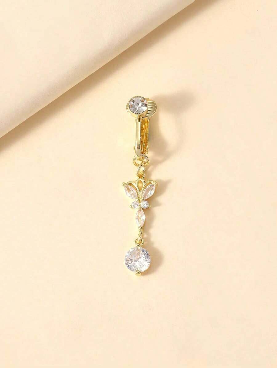 Non-Piercing Butterfly Fake Belly Piercing Butterfly Clip On Umbilical Navel Fake Piercing Fake Clip
