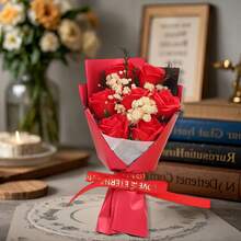 Artificial Flowers Present Fake Rose Bouquets Tables Centerpieces for Special Occasions - Rojo - Ver 5