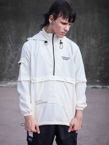 ANORAK URBAN CHAMELEON WINDCUT JACKET HOOD Autumn Spring Oversized Knot Zipper Men's - 米白色 - 查看 1