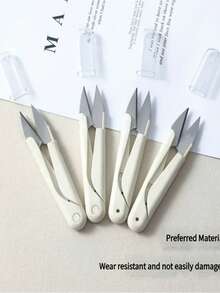 1/3/5pcs U-Shaped Household Small Scissors With Protective Cover - Stainless Steel Handmade And DIY Mini Sewing Scissors, Multifunctional Fabric And Thread Trimming Tool, Essential Sewing Scissors