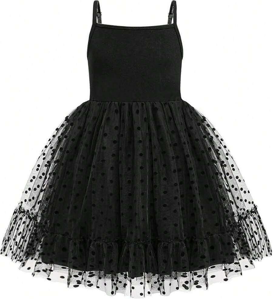 2025Toddler Girls Tulle Dress Rainbow Tutu Birthday Princess Dresses Formal Photo Shoot Outfit Summer Clothes 2-6T'Sprout Style' - 黑色 - 查看 1