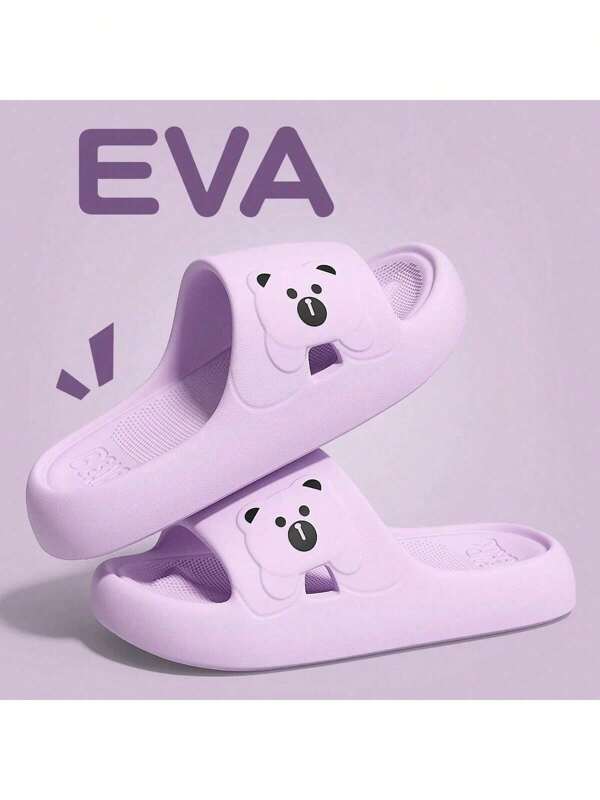 Pantuflas de mujer con diseño de oso de dibujos animados, livianas y de uso casual en interiores/exteriores/playa, cómodas, adecuadas para hombres y mujeres en verano
