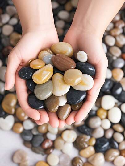 Mixed Color Decorative Pebbles Suitable For Gardens And Homes -2-3cm Natural Stone Polished Stone, Suitable For Indoor Plants, Vases, Outdoor Flower Pots, Aquariums, Fish Tanks, And Holiday Decorations. Using Colored Stones (White, Black, Yellow, Multi-Color) Is Very Suitable As Paving Stones For Terraces, Balconies, And Courtyard Gardens.