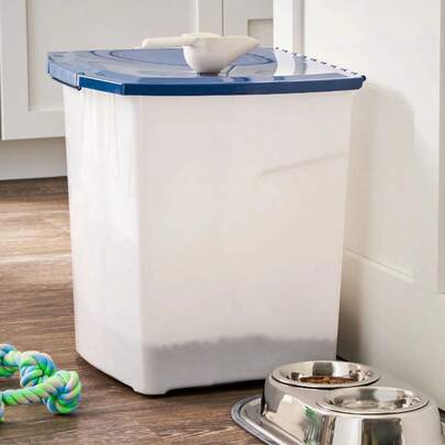 Plastic Pet Food Storage Container With Locking Lid, 25 Lb Capacity