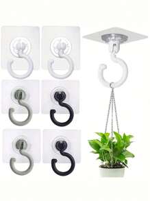8pcs Rotatable Ceiling Adhesive Hooks - Easy Install, No Drill, Sticky Hanger For Hanging Plants, Lanterns, Wind Chimes, Contemporary Ceiling Decoration With Utility Hook