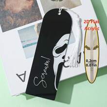 Marque-page en acrylique - Thème noir et blanc d'horreur avec un cri. Accessoires de lecture, avec glands, cadeau d'Halloween parfait pour les amis, les collègues et les fans d'horreur. Fournitures de bureau design crâne, fournitures de bureau quotidiennes, couvertures et accessoires de livres, marque-pages. Décoration d'Halloween, décoration d'automne, décoration de chambre, décoration d'automne