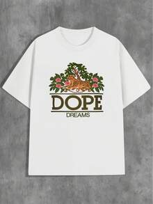 Cool And Dream Style Men's Printed T-Shirt, Comfortable And Breathable Leisure Sports, Suitable For Spring And Summer Leisure, Suitable For Couples Suitable For Festivals - 白色 - 查看 1