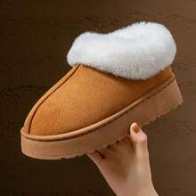 بوت ثلج للنساء ذات سُمك في الأرضية، بوت شتوية مريحة مبطنة بفرو صناعي، بوت شتوية سهلة الارتداء مع إبزيم