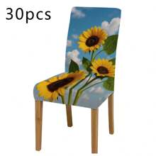 1pc/2pcs/4pcs/6pcs Creative Multi-Color Sunflower Print Home Decorative Chair Cover, Full Coverage High Stretch Slipcover, Dirt-Resistant And Anti-Fouling Chair Protector For Home, Seasonal Decor