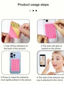 قاعدة هاتف سيليكون بشفط، قبضة هاتف بشفط، Octobuddy، قبضة هاتف لاصقة، حامل هاتف لاصق، للالتصاق السلس بالهاتف، مناسب للحمام والمطبخ والنوم والمعيشة والمائدة والنادي والسيارة والسفر والمدرسة والرحلات والعطلات والتخييم والأساسيات الصيفية، قطعة واحدة