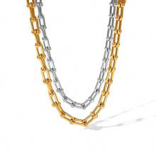 1 件不锈钢镀金 U 型竹锁和回形针可调节项链链，DIY 珠宝制作 - 星星 - 查看 1