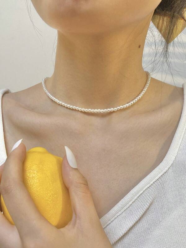 1 pezzo Collana vintage con perline, minimal e alla moda, adatta per uso quotidiano e per occasioni di festa delle donne