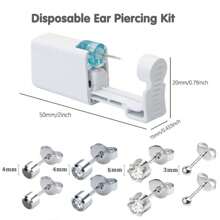 8 pezzi Piercing per orecchie monouso con orecchini a perno incorporati e 4 pezzi di orecchini con zirconia cubica - Kit di piercing per orecchie semplice e facile da usare