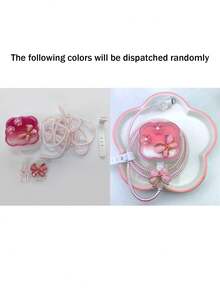 5 件粉色水晶蝴蝶数据线充电器头保护器套装带整理线，兼容英国 20W 充电器兼容 数据线保护器，充电器配件，手机配件