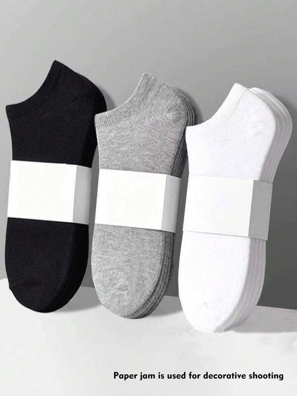 1/10/15 paires de chaussettes unisexes, chaussettes de sport, chaussettes courtes blanches/noires/grises, chaussettes invisibles, couleur unie simple et , convenant pour un usage quotidien casual