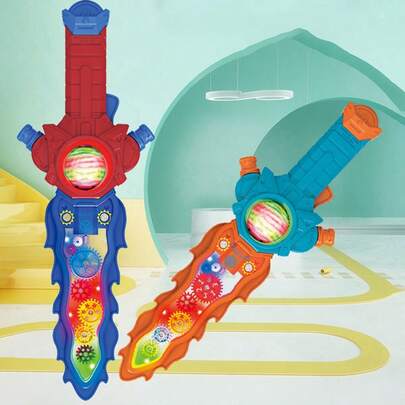 1 سيف إلكتروني للأطفال مضيء وموسيقي مع وظيفة الدوران و الصوت، سيف محارب مضيء كلعبة