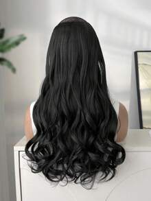 Extensiones de cabello con clip para mujeres con negro 7 piezas de 22 pulgadas, extensiones de cabello con clip Cabello rizado ondulado Extensión de cabello sintético de cabeza completa Postizos