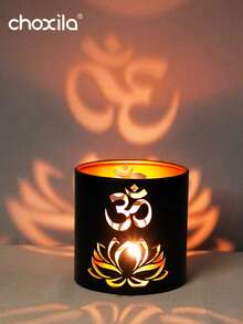 choxila 1pc Wrought Iron Candle Holder, Festive Decor Piece, Diwali Candle Stand, Projection Candle Holder, For Bedroom, Living Room, Holiday Parties, Festival Gift - Black - View 6