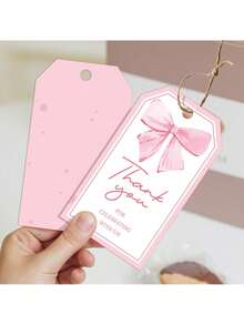 50 Stücke rosa Schleife Dankeschön Geschenk Anhänger, Geschenk Anhänger mit Juteband zum Feiern mit uns, Hochzeit, Geburtstag, Babyparty Geschenk Deko Anhänger, zum Feiern von Geburtstag, Jahrestag, Babytaufe, Hochzeit, Bridal-Shower, Abschluss, Erntedankfest, Weihnachten, usw.