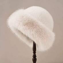 1pc Oversized Fluffy Faux Fur Pompom Hat, Warm And Luxurious For Winter, Suitable For Women - A - View 4
