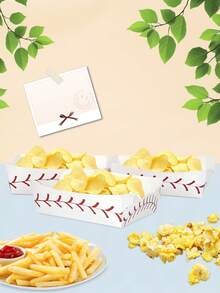 10 piezas/20 piezas/50 piezas Bandejas de papel desechables con estilo de béisbol para servir alimentos, bandejas en forma de barco para juegos deportivos, fiestas, servir alimentos, verde, para el hogar, bar, restaurante, juegos deportivos, decoración de fiesta de cumpleaños