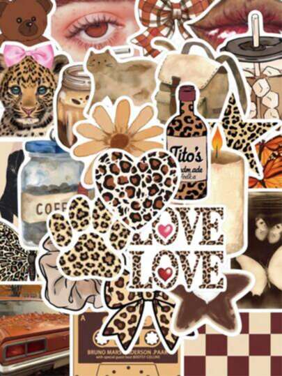 50 pièces Autocollants de mode pour filles, scrapbooking personnalisé, convient pour le journal intime, la coque de téléphone, le cahier, la bouteille d'eau, autocollant décoratif, fournitures scolaires, rentrée scolaire