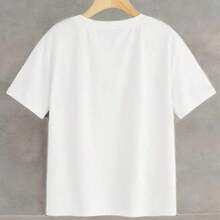 Camiseta casual con estampado , flor patriota rosa mexicana México  , para mujer manga corta cuello redondo, playera de poliéster, blusas gráficas para mujer