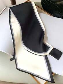 1pc Korean Style Solid Color Scarf Silk-Like Professional Flight Attendant Headband Neck Scarf 2-In-1 For Women