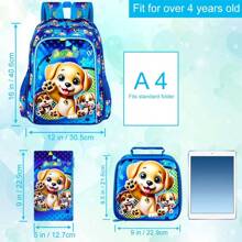 3PCS Girls Dog Bookbag, 16" Kids Backpackwith Lunch Box, School Bag For Elementary Prechool Toddler