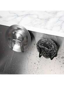1/2/4pcs Stainless Steel Sponge Holder, Wall-Mounted Dish Rack, Kitchen Sink Ball Bag Storage Box (Silver), Kitchen Sink Drain Rack, Kitchen Utensil Adhesive Holder, Kitchen Accessories, Under Cabinet Storage, Kitchen Supplies, Kitchen, Kitchen Storage, Mother's Day - Silver - View 3