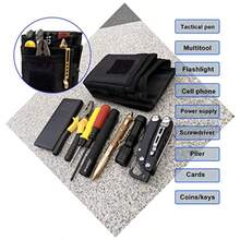 YYWSH-Belt Tool Pouch Holster Multitool Organizer Pouch For EDC Gears Cellphone Case Maezar Utility Sheath Bag Nylon Tactical Tool Bag For Men Small Pocket Phone Holder With DRing Zipper Black J1g1 - màu đen - Xem 4