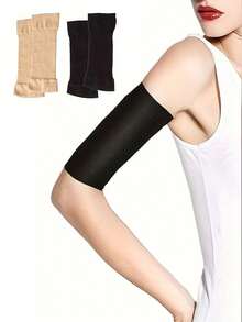 1/2 对压缩手臂和手腕套 - 肘部支撑，适合瑜伽、健身和日常穿着 - 透气尼龙材质，混合颜色，手臂收紧袖子|透气面料