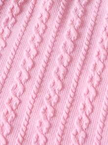 Girls Ribbed Knit Long Sleeve Dress, Elegant & Charming For Spring/Autumn - Pink - View 10
