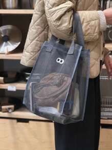 大眼睛透气网眼旅行沙滩游泳洗漱用品收纳手提包