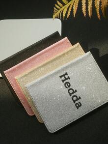 Takeoak 1 pièce Porte-passeport personnalisé scintillant avec nom personnalisé. Étui de passeport personnalisé avec paillettes scintillantes. Porte-passeport unique, portefeuille de voyage réutilisable. Cadeau de voyage unique pour les amis, accessoires de voyage, cadeau de lune de miel, mariage de luxe pour documents - Taille Unique - Voir 4