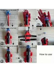 1个升级版蜘蛛网发射器，蜘蛛英雄玩具，可发射蛛网，吸附在墙上，趣味十足，逼真的蜘蛛网发射器，生日礼物，复活节礼物，节日玩具 - 彩色 - 查看 7