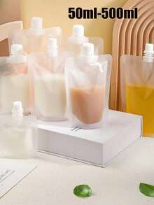 50-500ml 咖啡液包裝袋，便攜式飲料袋，透明出水口袋，防漏，塑膠果汁飲料袋，透明便攜戶外水袋，防漏擠壓袋，可重複使用密封液體袋，夏季必需品 - 無色 - 查看 3