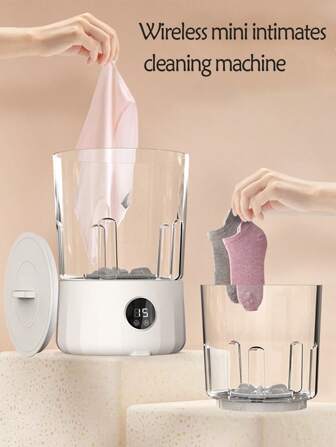 1pc Portable Washing Machine, 1.5L Large Capacity Underwear Washer, USB Rechargeable, No-Installation Panty & Sock Washer, Wireless Compact Washing Cup, Ideal For Travel, Dorms, Gifts For Girlfriend, Family, Relatives, Friends, Holiday Presents