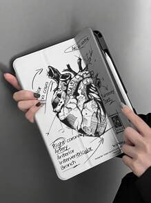 Funda protectora personalizada con pintura acrílica transparente de corazón a doble cara, a prueba de golpes, adecuada para iPad séptima, octava (10.2 pulgadas) y décima generación, con ranura para bolígrafo, compatible con funciones de suspensión y activación, regalo de vacaciones, regalo de Año Nuevo.