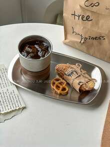 1 件不锈钢矩形托盘，咖啡厅风格甜点/蛋糕展示盘 - 銀色 - 查看 9