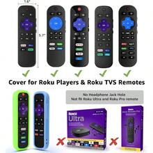 4 Pack Case For Roku Remote Cover For Hisense  Roku TV Steaming Stick Express Silicone Protective Controller Universal Replacement Sleeve Skin Glow In The Dark Pink Green Blue With Lanyards - 4 件裝(夜光藍+夜光綠+夜光粉+紅) - 查看 2