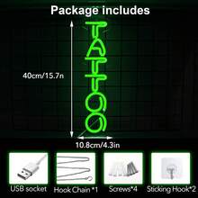 1pc Green Tattoo Neon Sign Wall Decor Neon Light, Dimmable Tattoo Led Sign Beauty Salon Neon Sign, Custom Shop Neon Sign Man Cave Led Sign, USB Business Neon Sign - Green color light - View 2
