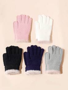 1 Pair Children Knitted Fingerless Gloves With Fringes, Warm Woolen Mittens For Boys & Girls, Autumn And Winter, Suitable For Students Outdoor