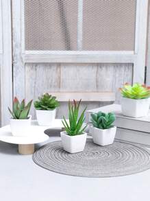 Conjunto de 3 macetas con suculentas simuladas, combinación de verde y rosa, plantas artificiales miniatura falsas para jardín, escritorio, habitación, ventana, regalo de inauguración de casa, decoración de arte, decoración de oficina, boda