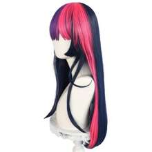 L70cm 27inch Twilight Sparkle Wig +Hair Cap Women Long Straight Purple Mix Pink Wig With Bangs Purple Pink Wigs Women Long Wavy Purple Pink Hair With Bangs Halloween Party Costume Outfit5001 - 紫色 - 查看 3