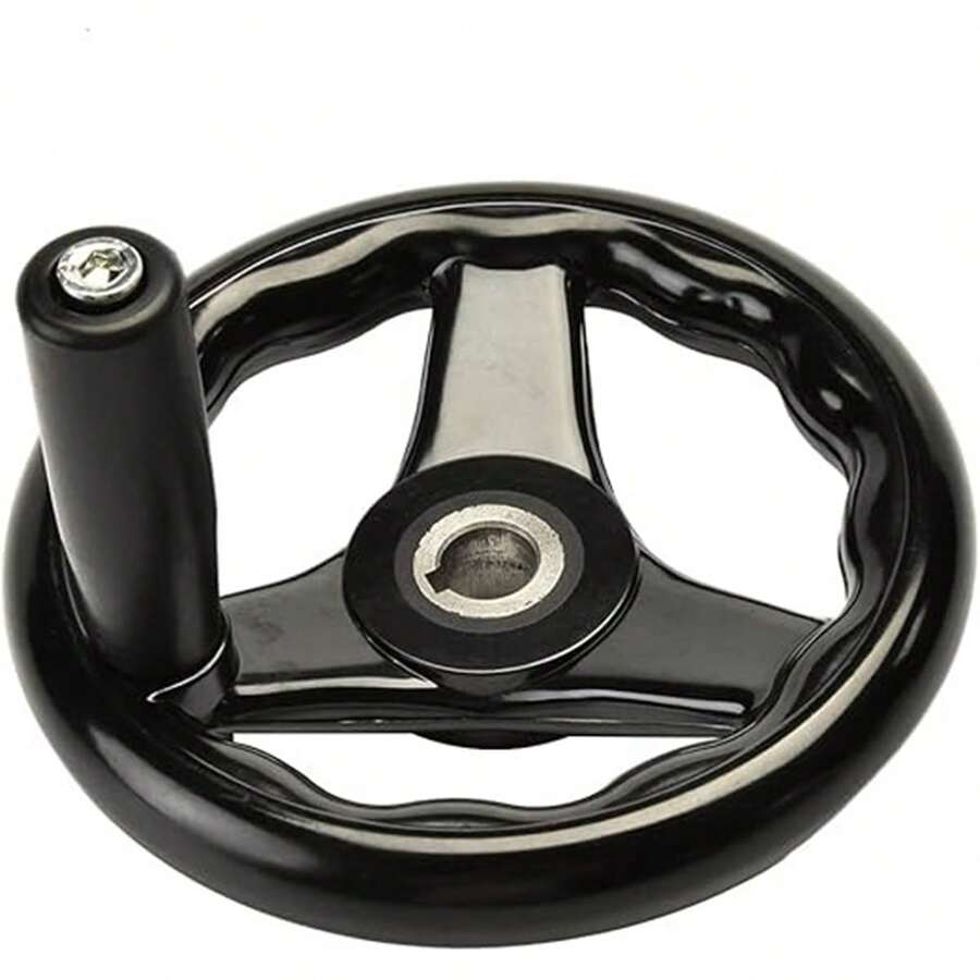 1 volante de mano para fresadora de torno de 160 mm x 16 mm, comúnmente utilizado en tornos, fresadoras, taladros, impresoras, prensas, impresoras 3D o cualquier aplicación o proyecto que requiera girar un eje de 16 mm. - Negro - Ver 1