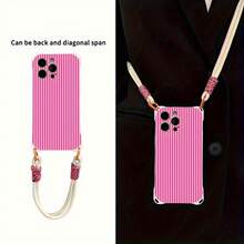 Funda para teléfono (1 unidad): Elegante correa cruzada con estampado, moderna correa anticaídas en las cuatro esquinas que permite colgarla en la parte trasera. Funda suave compatible con las series 12, 13, 14, 15, 16 Pro y Pro Plus. Diseño elegante para teléfonos nuevos. - Blanco marfil - Ver 5