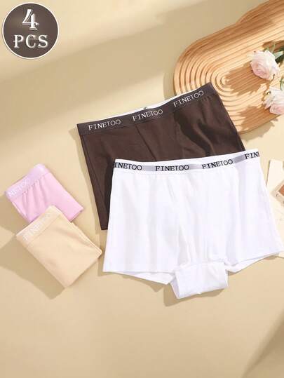 4 قطع/عبوة سراويل داخلية نسائية ذات ألوان متعددة ناعمة وقابلة للتنفس، مناسبة للاستخدام اليومي والرياضي، ذات طابع رومانسي/ناضج/أنيق، قماش ذو خصر منخفض مريح وقابل للتنفس، مناسبة لجميع الفصول