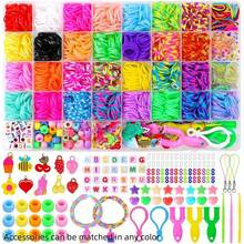 40pcs Rainbow Rubber Bands Braiding Kit, DIY Bracelet Weaving Crafts Supplies, Assorted Styles And Colors