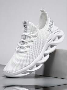 ​Men's White Mesh Slip-Resistant Sneakers - Wave Sole All-Day Comfort, Verified Walking Shoes For Men​ - trắng - Xem 1